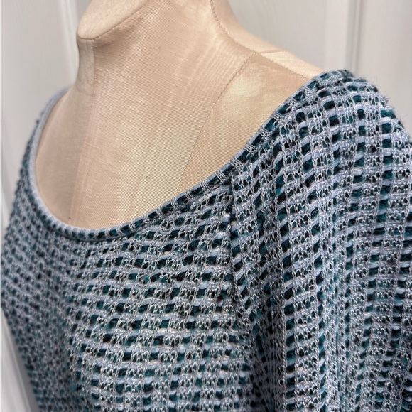 St. John Blue and White Patterned Midi Dress - Picture 7 of 15